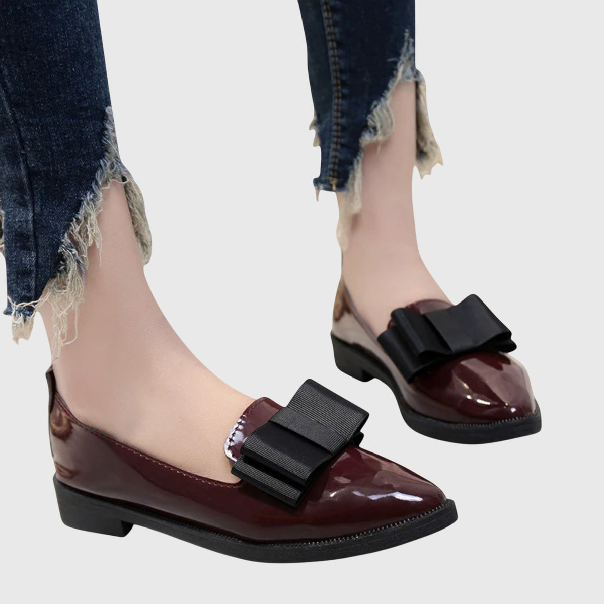 Black Minimalist Rounded Toe Flat Loafers for Women | Avella Collection 3