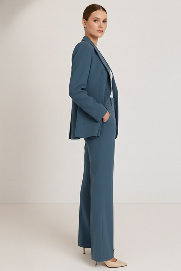 Black Tailored Structured Blazer Straight Leg Trousers Suit Set | Bellemont Collection 2