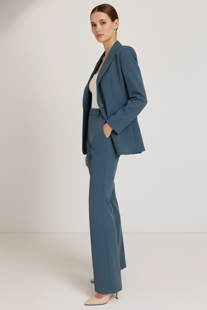 Black Tailored Structured Blazer Straight Leg Trousers Suit Set | Bellemont Collection 3