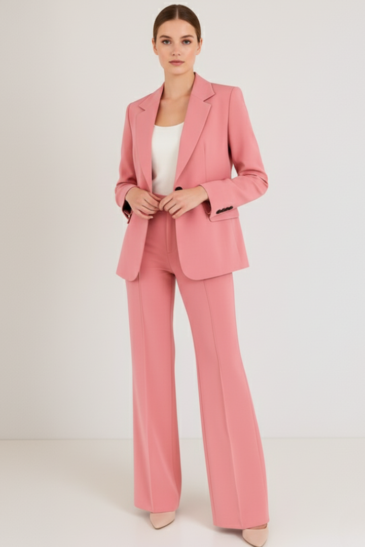 Black Tailored Structured Blazer Straight Leg Trousers Suit Set | Bellemont Collection 5