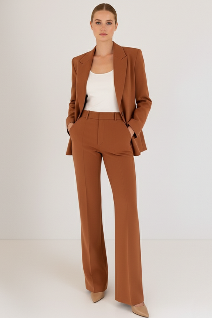 Black Tailored Structured Blazer Straight Leg Trousers Suit Set | Bellemont Collection 6
