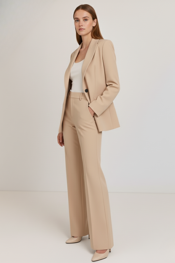 Black Tailored Structured Blazer Straight Leg Trousers Suit Set | Bellemont Collection 7