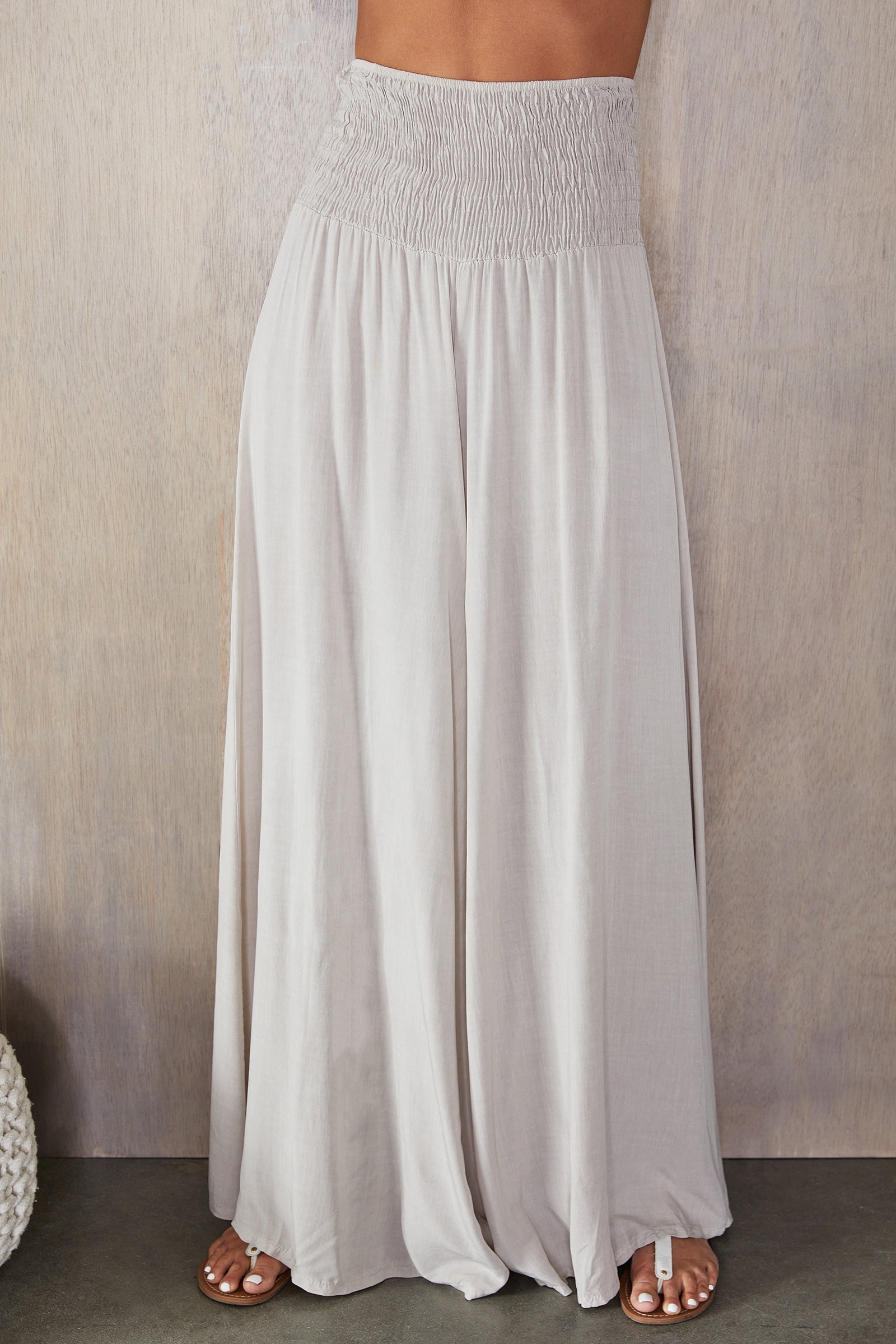 Black Wide Leg Trousers Women Smocked Waist Relaxed Casual Pants | Sienna Collection 0