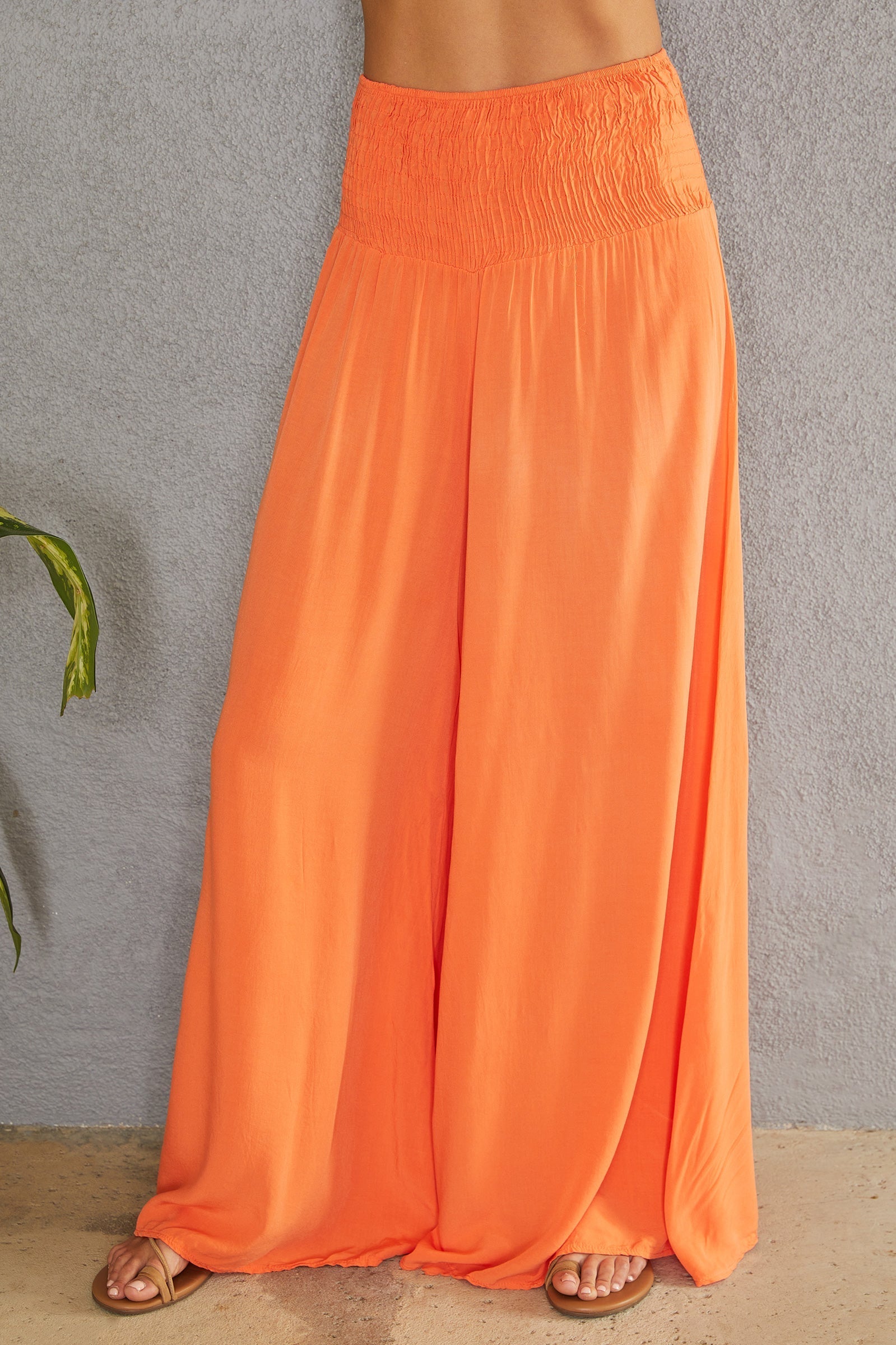 Black Wide Leg Trousers Women Smocked Waist Relaxed Casual Pants | Sienna Collection 10