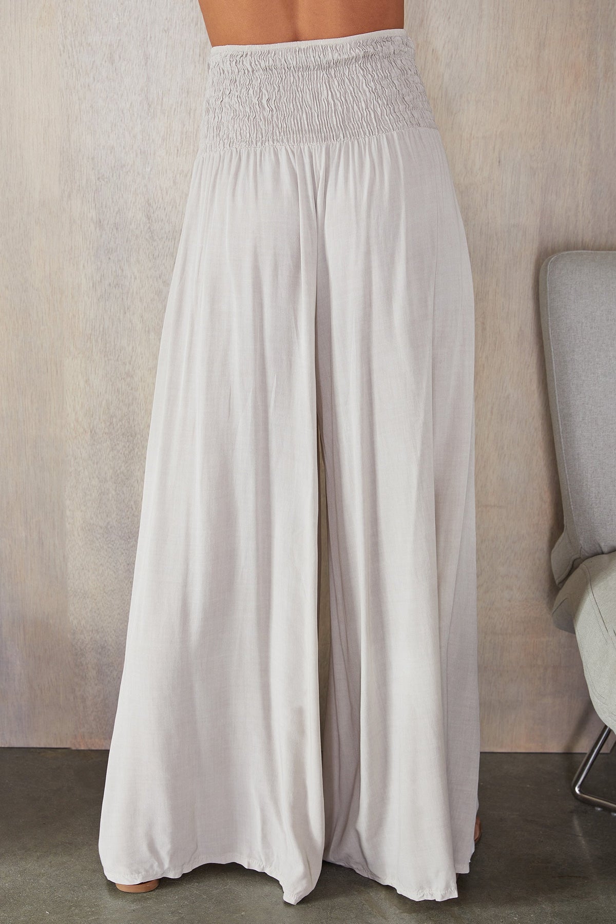 Black Wide Leg Trousers Women Smocked Waist Relaxed Casual Pants | Sienna Collection 3