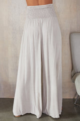 Black Wide Leg Trousers Women Smocked Waist Relaxed Casual Pants | Sienna Collection 3