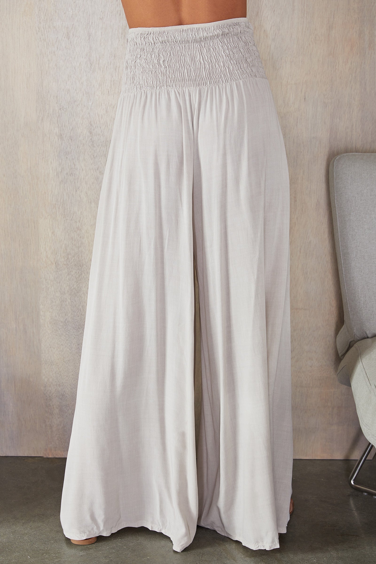 Black Wide Leg Trousers Women Smocked Waist Relaxed Casual Pants | Sienna Collection 3
