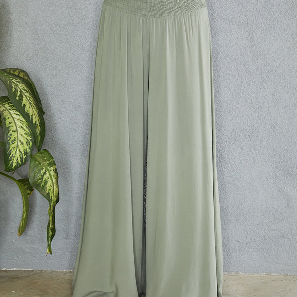 Black Wide Leg Trousers Women Smocked Waist Relaxed Casual Pants | Sienna Collection 4