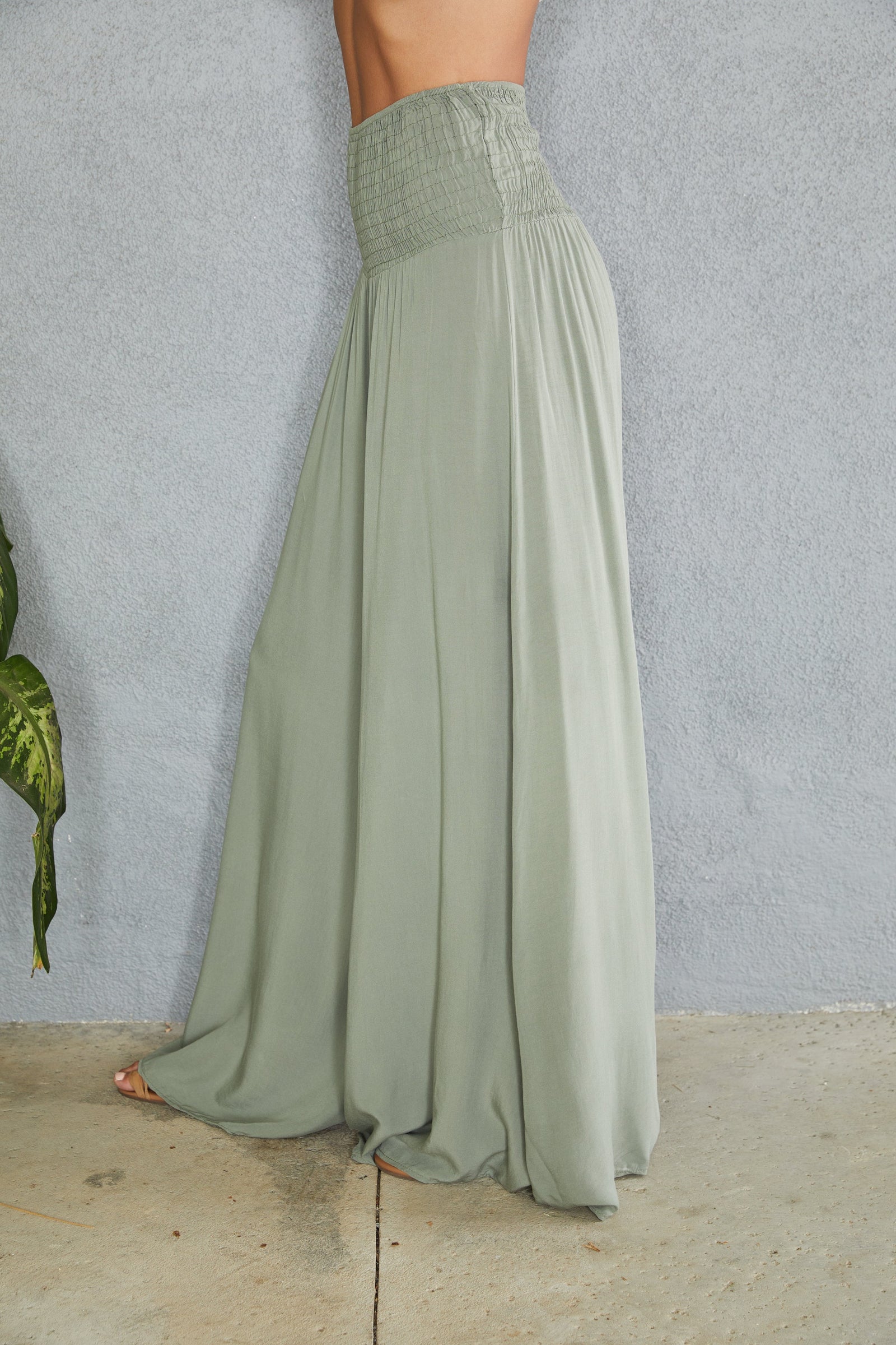 Black Wide Leg Trousers Women Smocked Waist Relaxed Casual Pants | Sienna Collection 6