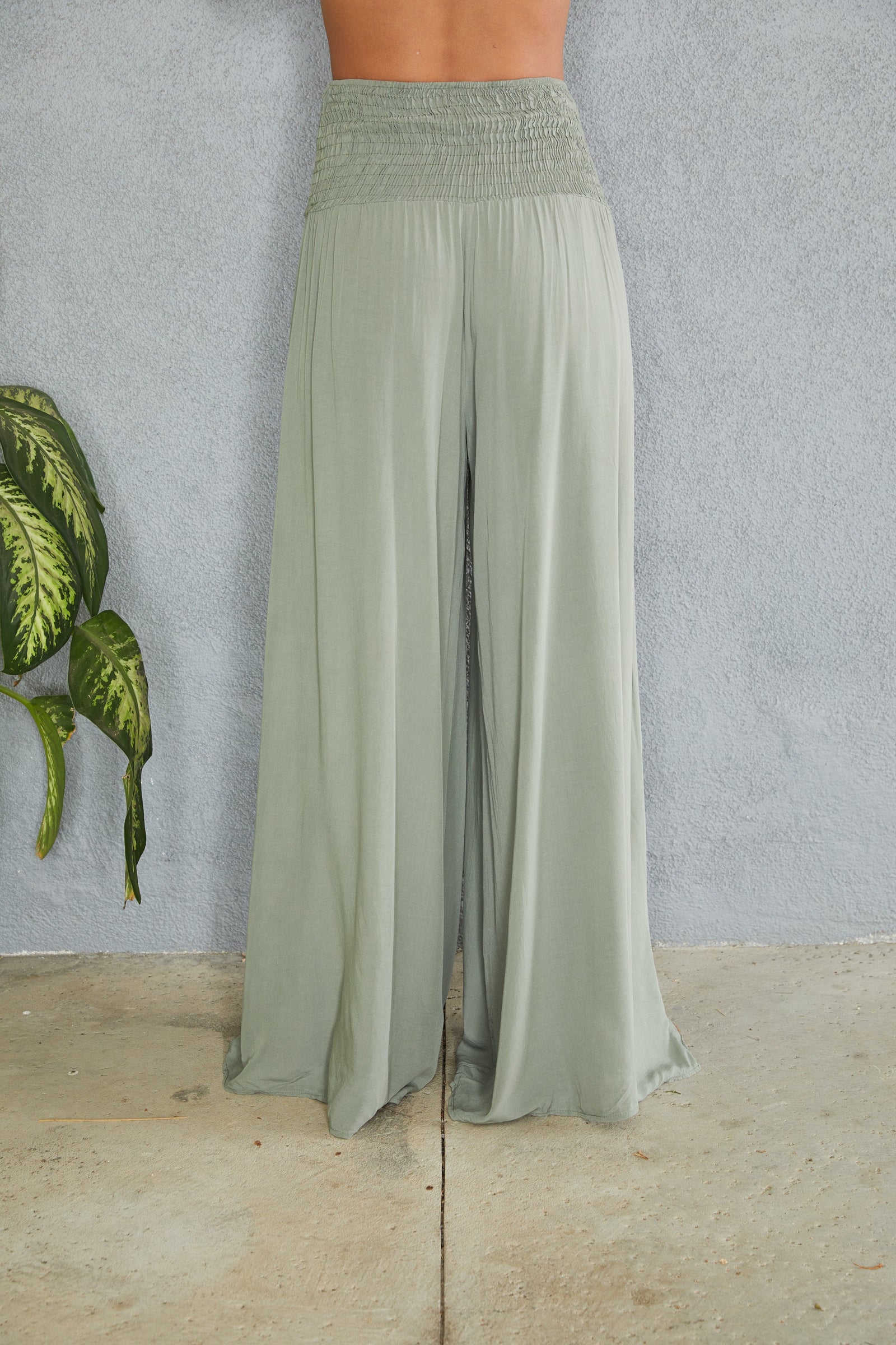 Black Wide Leg Trousers Women Smocked Waist Relaxed Casual Pants | Sienna Collection 7