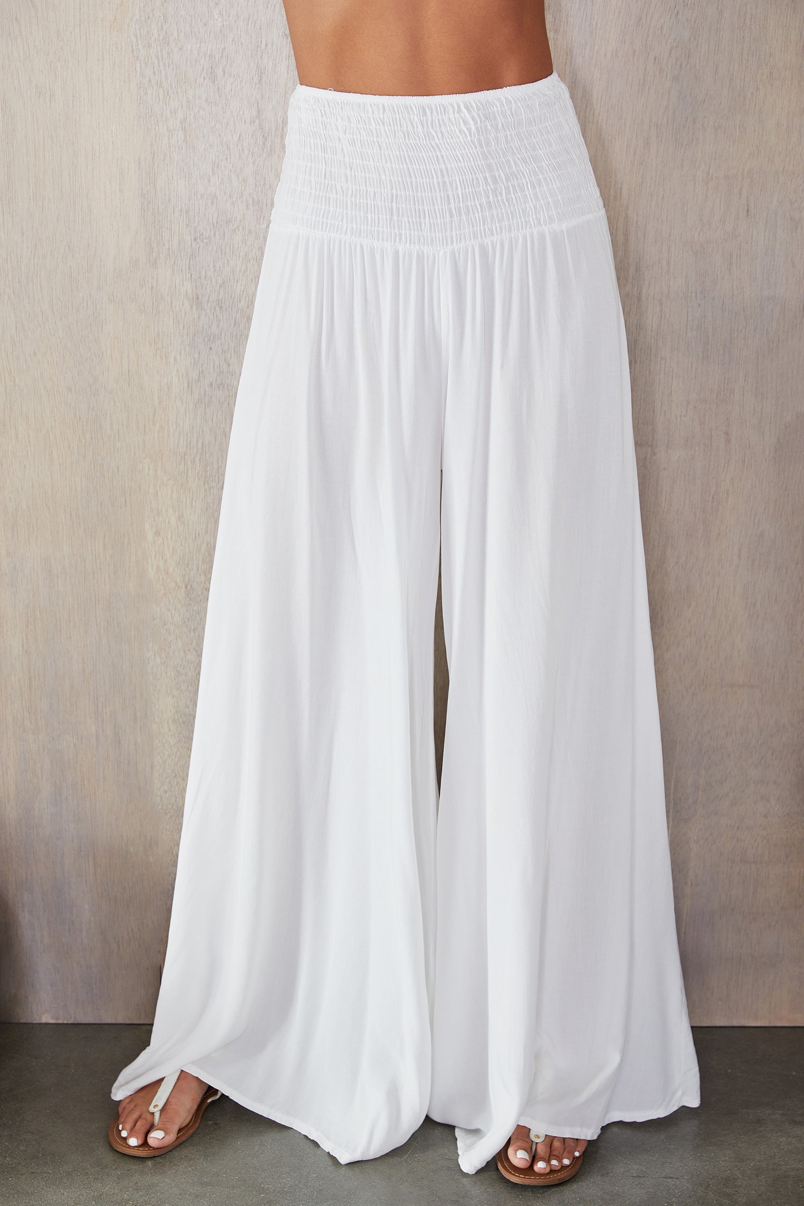 Black Wide Leg Trousers Women Smocked Waist Relaxed Casual Pants | Sienna Collection 8