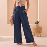 Black Wide Leg Trousers Women Smocked Waist Relaxed Fit for Smart-Casual Wear | Sienna Collection 5