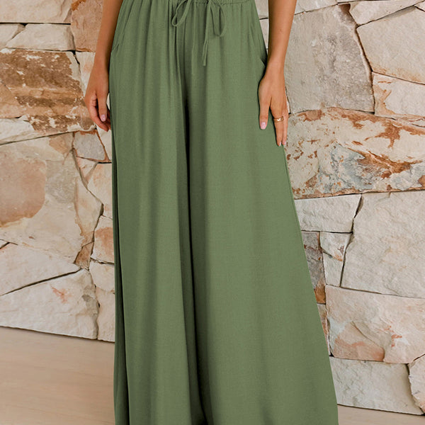 Black Wide Leg Trousers with Pockets for Women | Dorian Collection 0