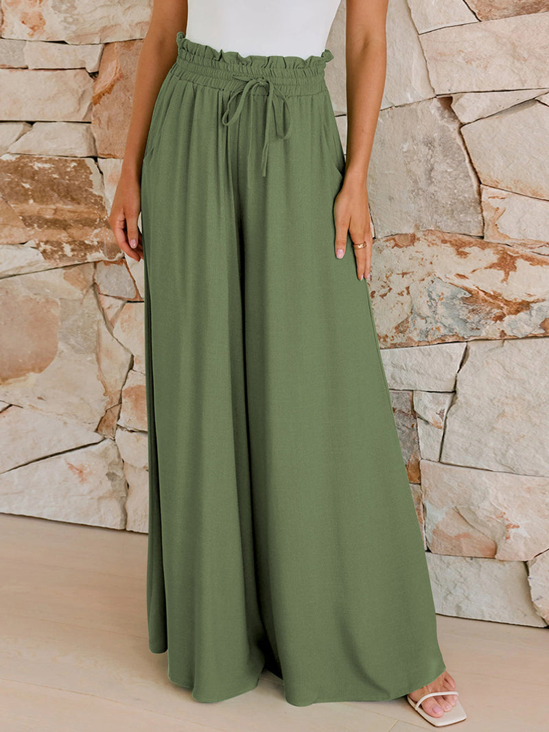 Black Wide Leg Trousers with Pockets for Women | Dorian Collection 0
