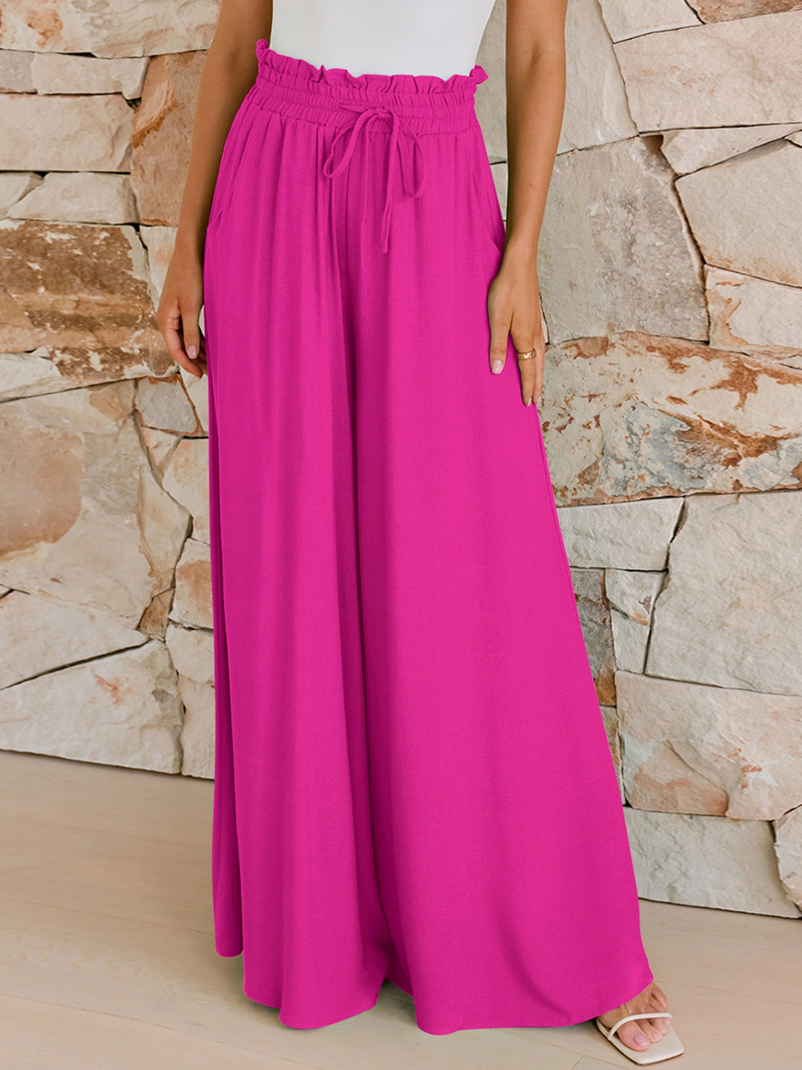 Black Wide Leg Trousers with Pockets for Women | Dorian Collection 11