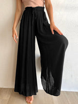 Black Wide Leg Trousers with Pockets for Women | Dorian Collection 8