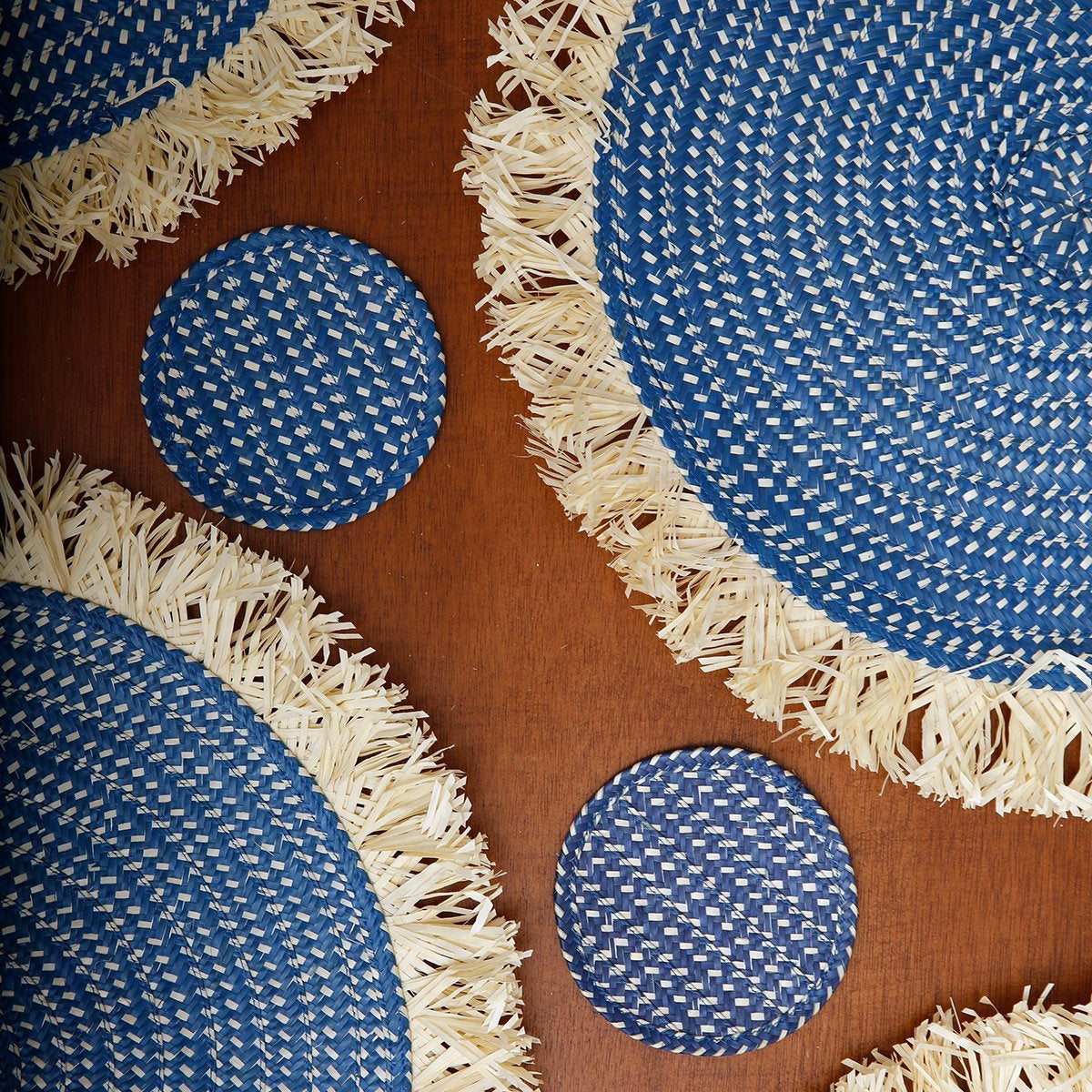 Zenu Placemats & Coaster Set | Blue & Creme