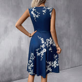 Blush Ruched V-Neck Sleeveless A-Line Midi Wedding Guest Dress | Reverie Collection 2
