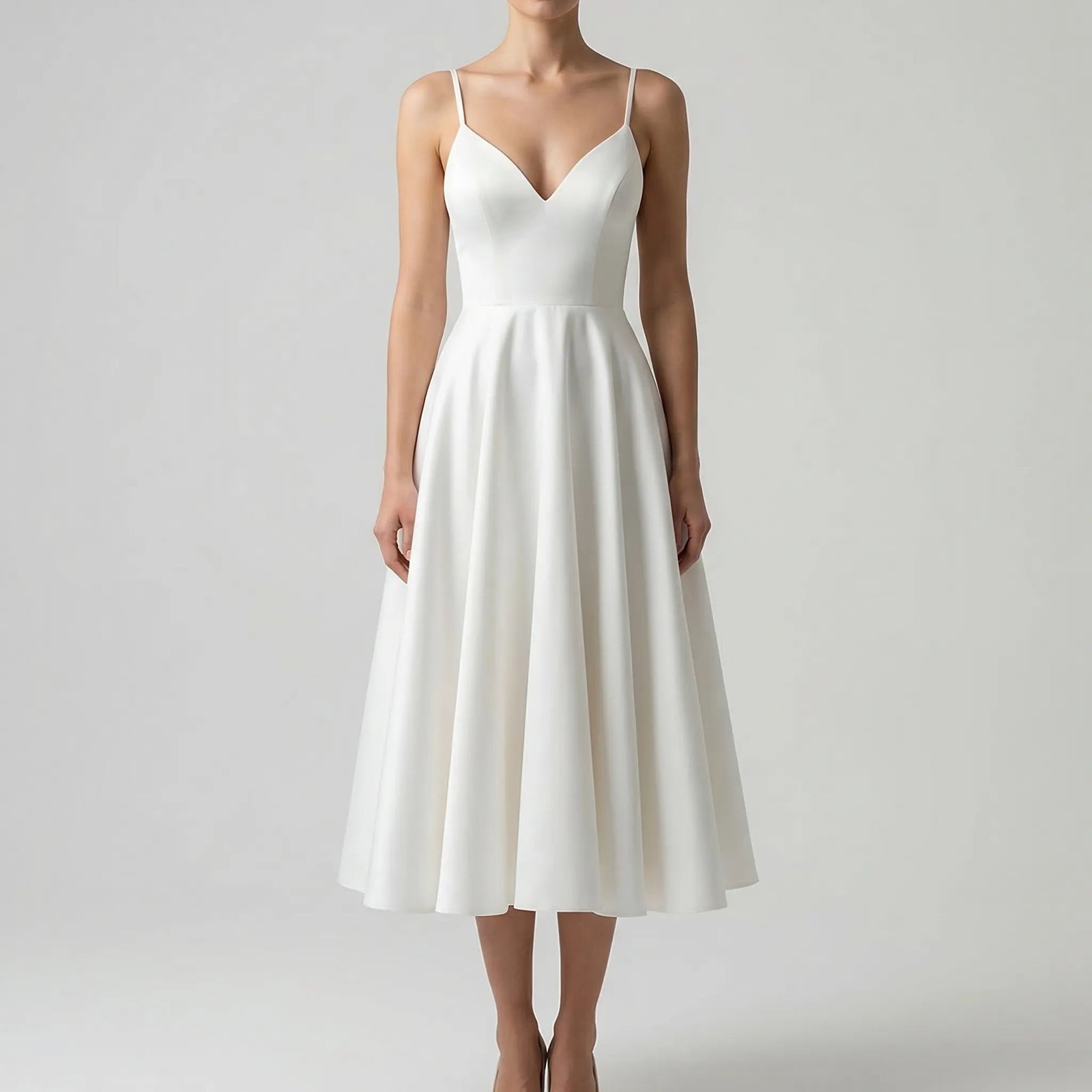 Blush Sweetheart Neck Double Strap A-Line Midi Wedding Guest Dress | Seraphine Collection 0