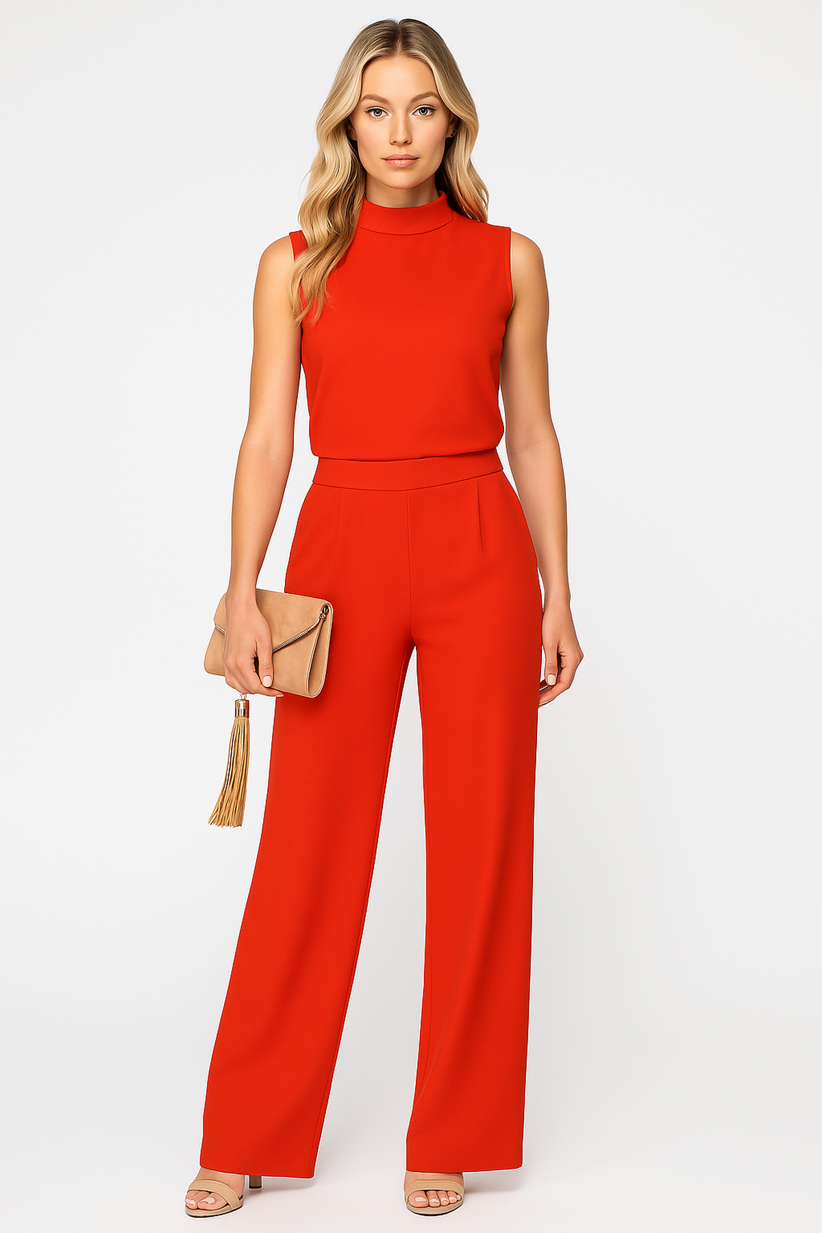 Bold Color Sleeveless Wide-Leg Jumpsuit for Summer Occasions | Sylvie Collection 0