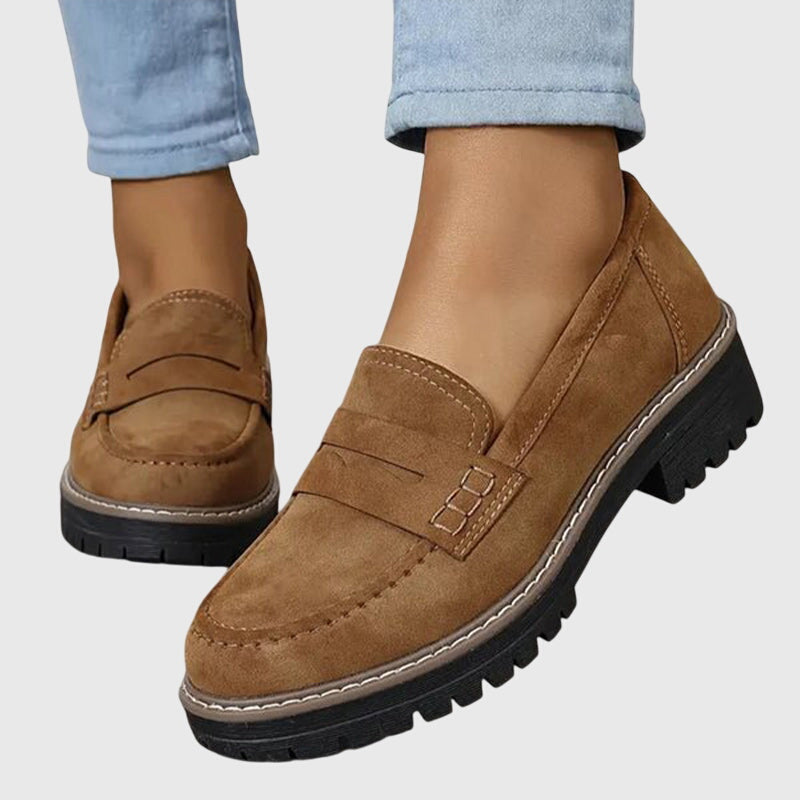 Brown Suede Slip-On Loafers for Women | Destiny Collection 5