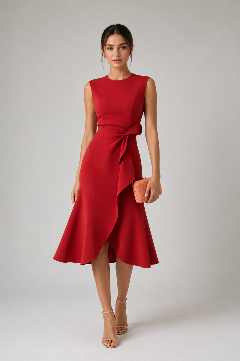 Draped Asymmetrical Sleeveless Shift Dress | Mish Collection