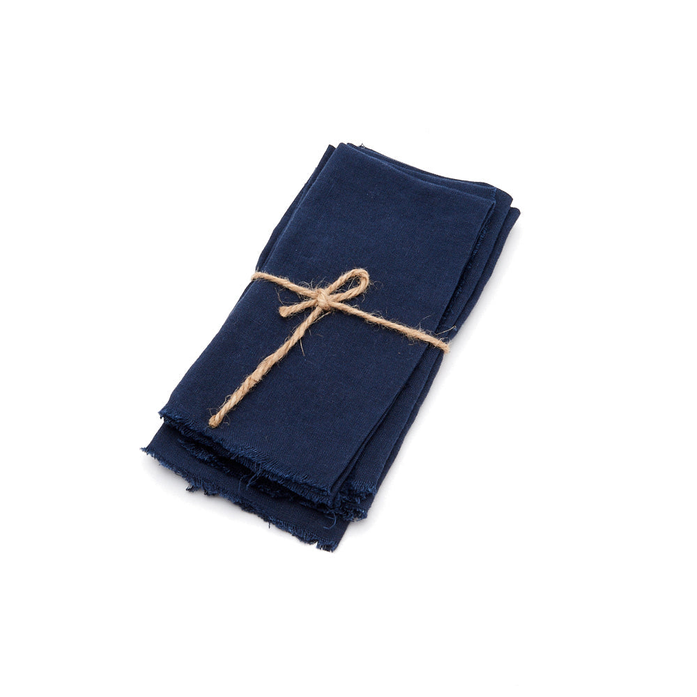 Hand- Fringed Linen Napkin | Set of 4