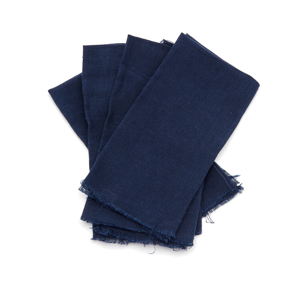 Hand- Fringed Linen Napkin | Set of 4