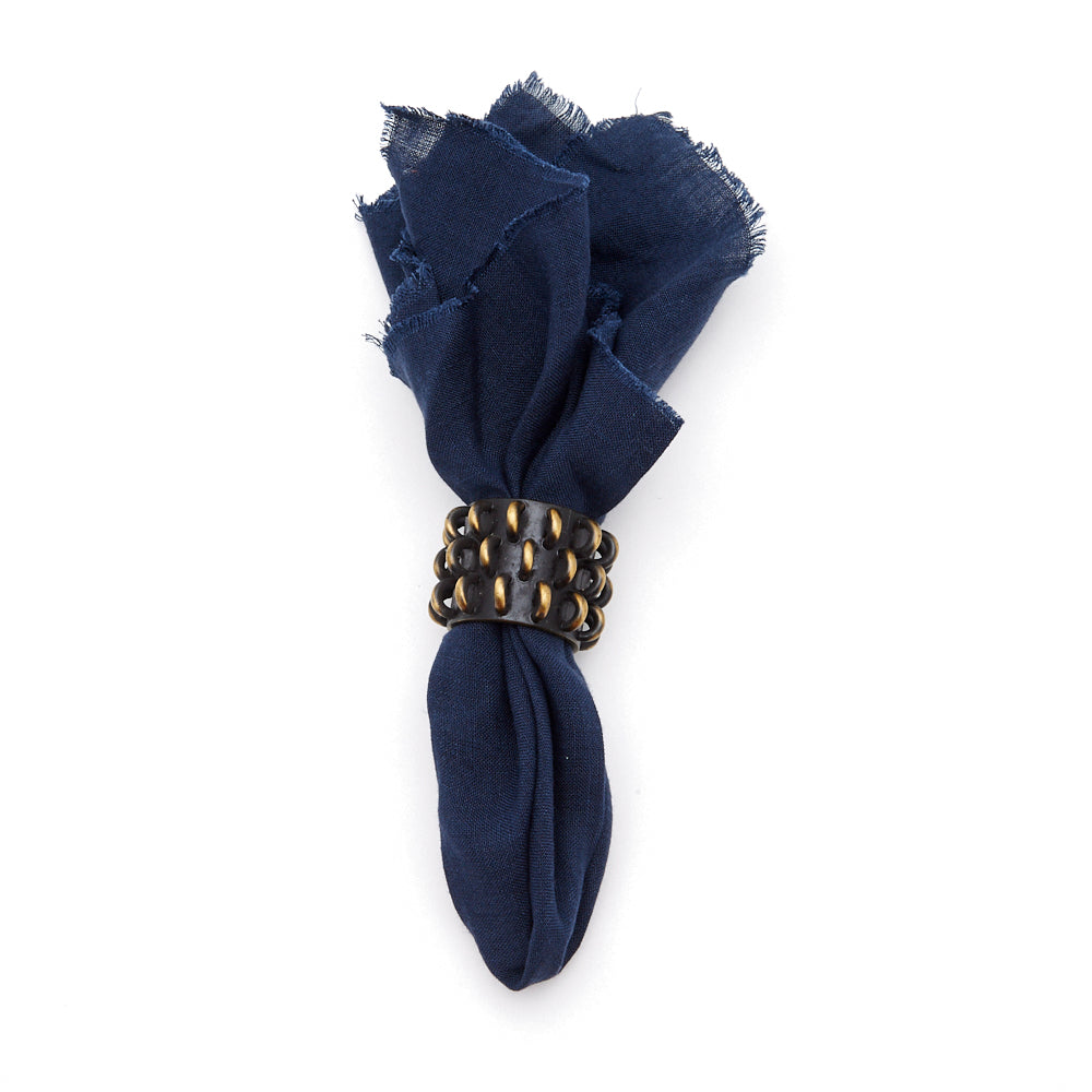 Hand- Fringed Linen Napkin | Set of 4