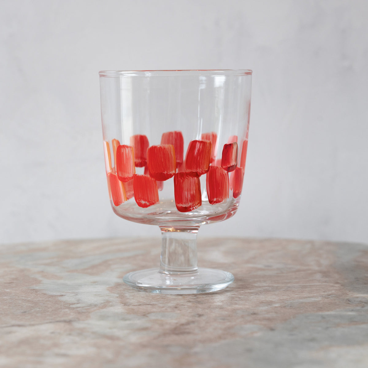 Hand Painted Checkers Short Glass - Set of 2
