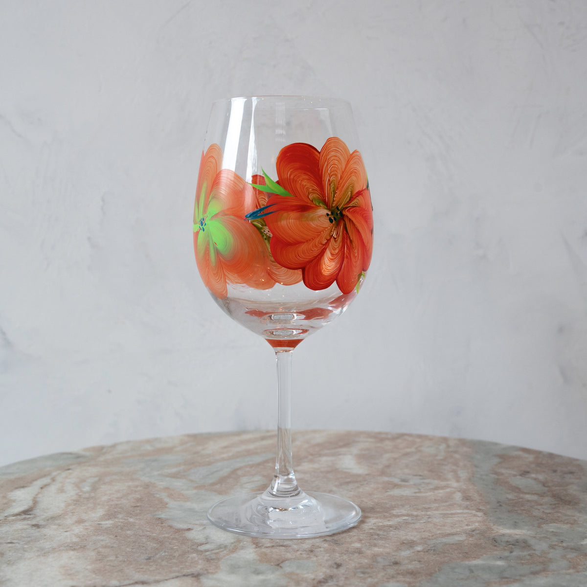 Hand Painted Wine Glasses - Set of 6