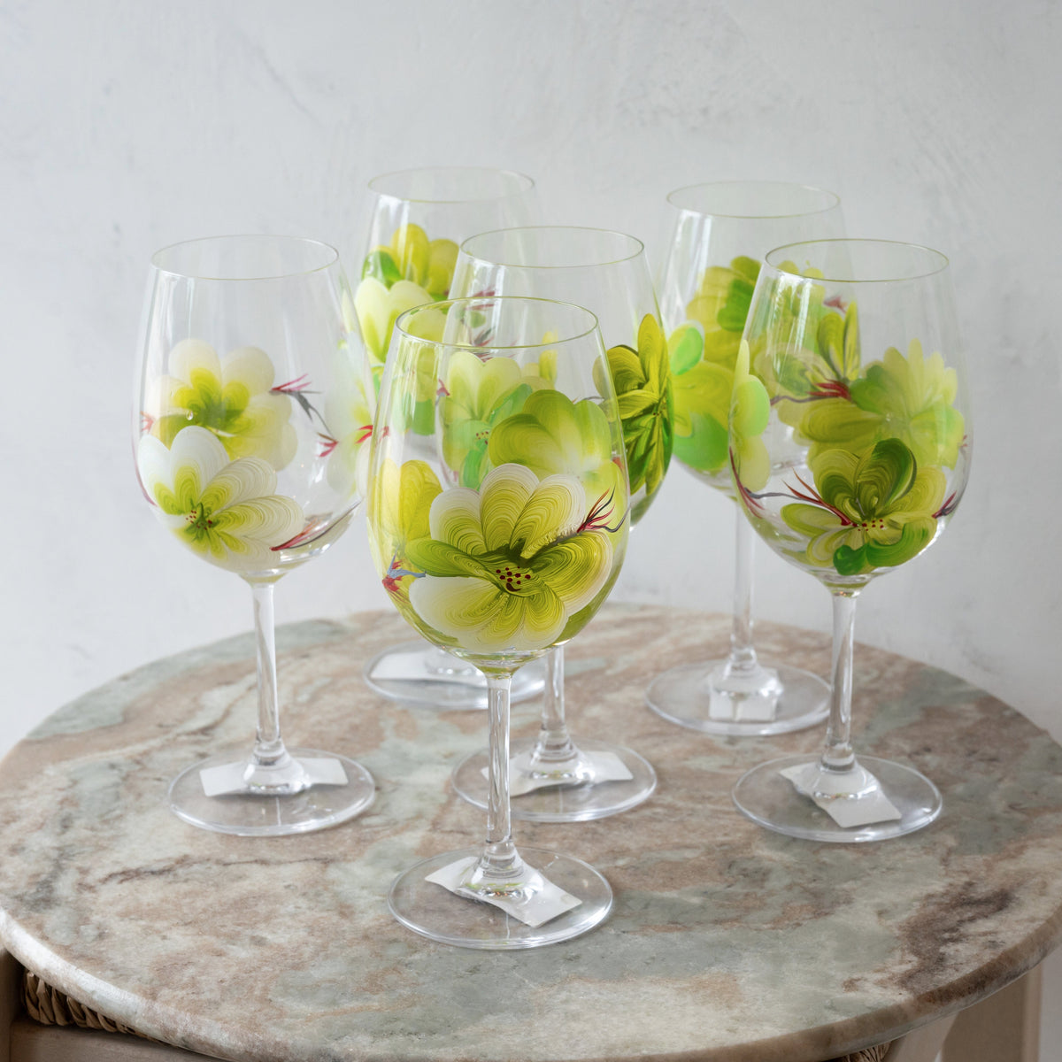 Hand Painted Wine Glasses - Set of 6