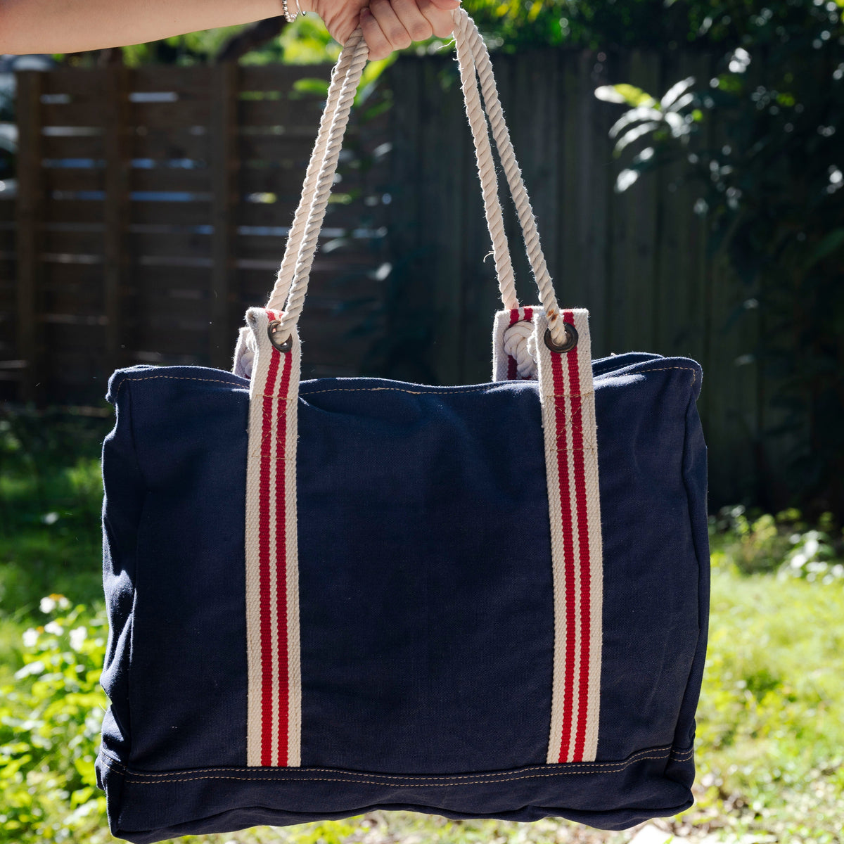 Blue Zippered Tote Bag
