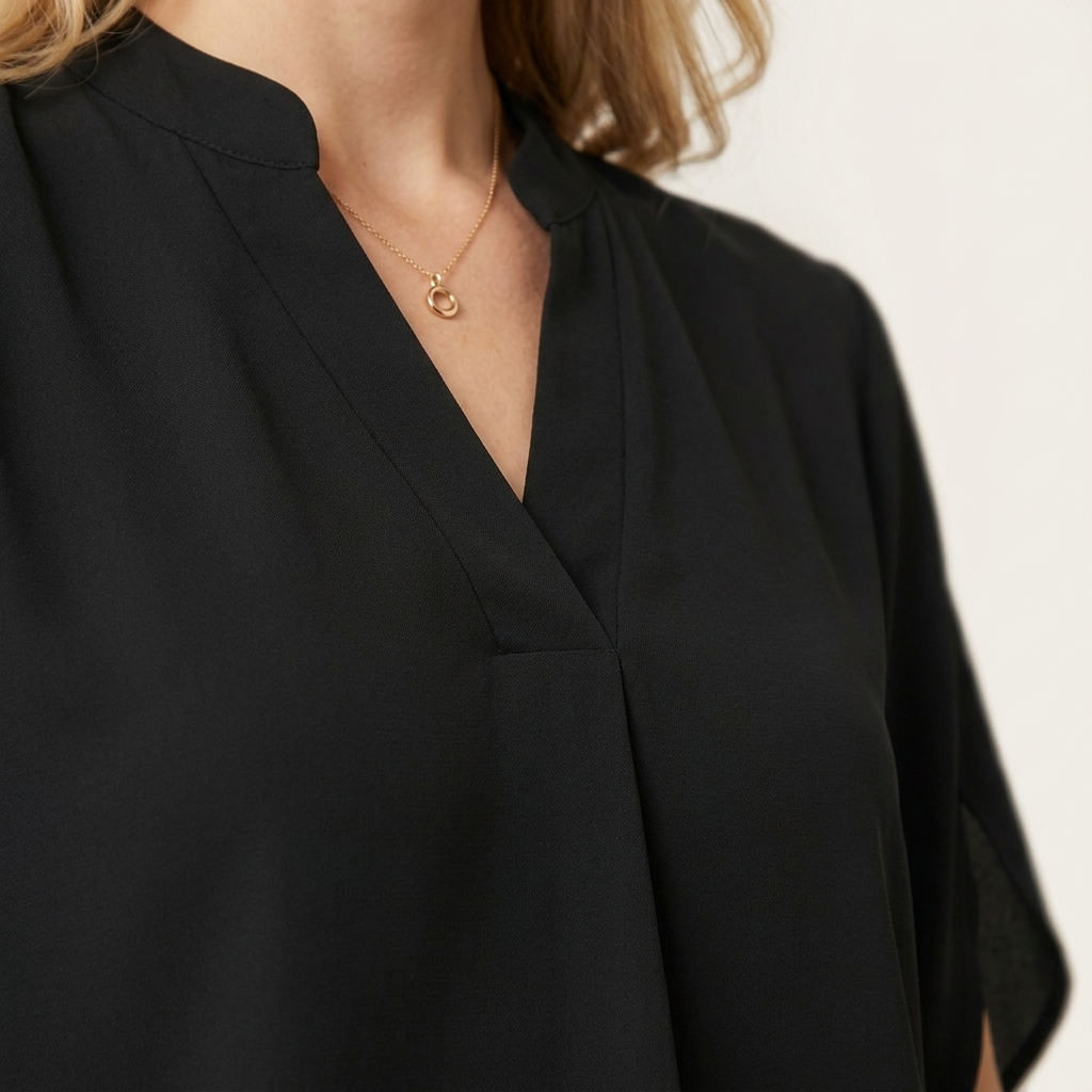 Draped V-Neck Sleeveless Relaxed Fit Blouse for Work & Evening | Delora Collection 4