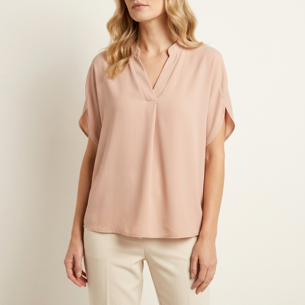 Draped V-Neck Sleeveless Relaxed Fit Blouse for Work & Evening | Delora Collection 5