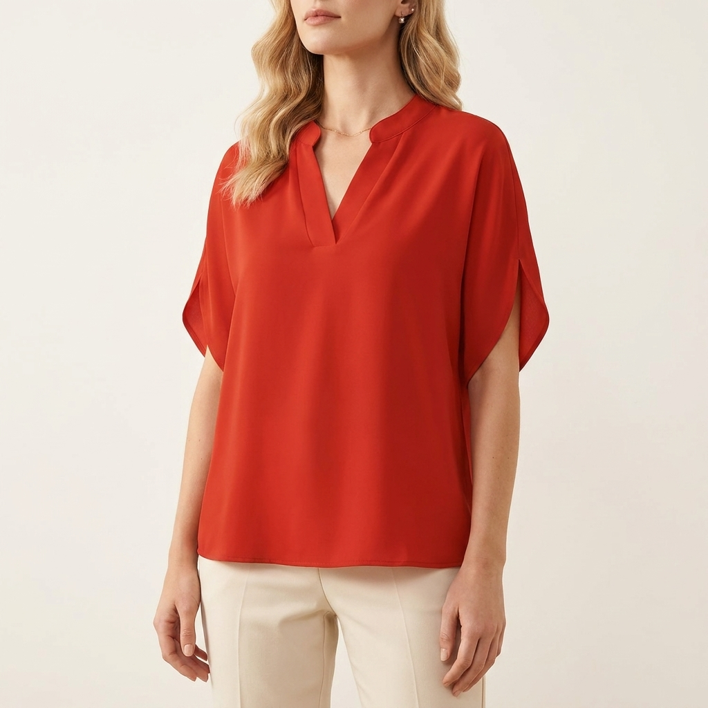 Draped V-Neck Sleeveless Relaxed Fit Blouse for Work & Evening | Delora Collection 7