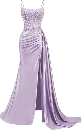 Emerald Green Beaded Spaghetti Strap Mermaid Evening Gown | Esmera Collection 11