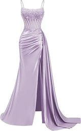 Emerald Green Beaded Spaghetti Strap Mermaid Evening Gown | Esmera Collection 11