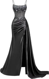 Emerald Green Beaded Spaghetti Strap Mermaid Evening Gown | Esmera Collection 8