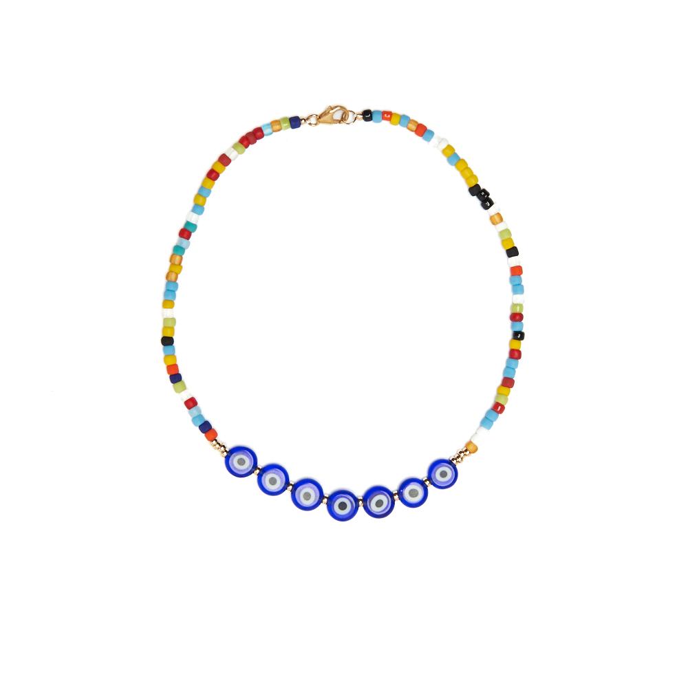 Evil Blue Eye & Beads Necklace