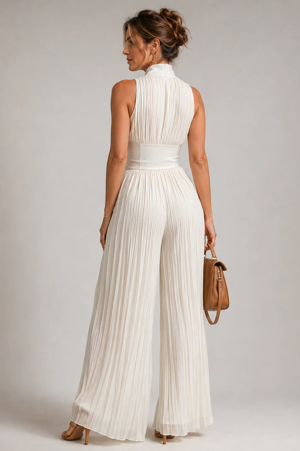 Floral Chiffon V-Neck Sleeveless Wide-Leg Jumpsuit for Parties | Sylvie Collection 7