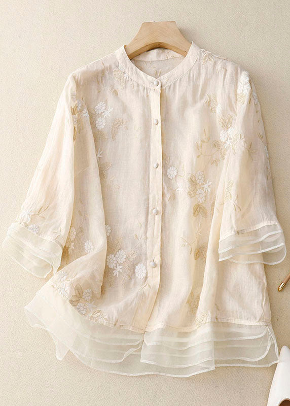 Floral Embroidered Round Neck Short Sleeve Relaxed Blouse | Roselia Collection 1