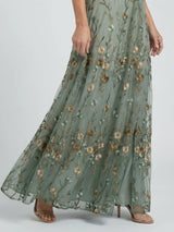 Floral Embroidered V-Neck Short Sleeve Flowing Maxi Dress | Finesse Collection 5