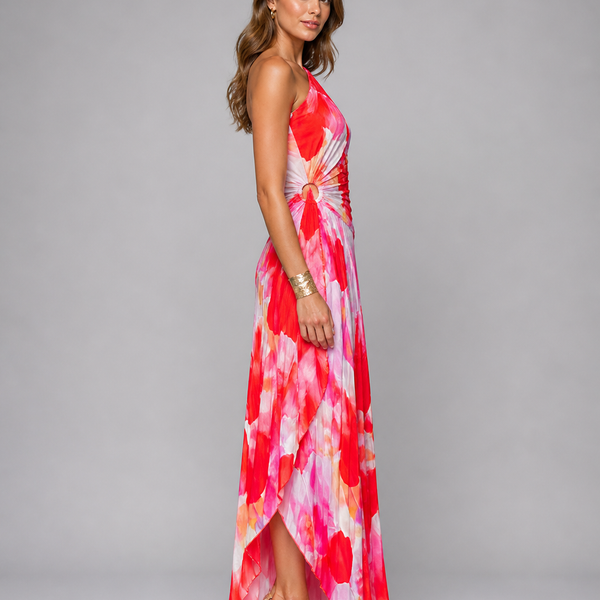 Floral Pleated One-Shoulder Maxi Wedding Guest Dress | Willow Collection 2