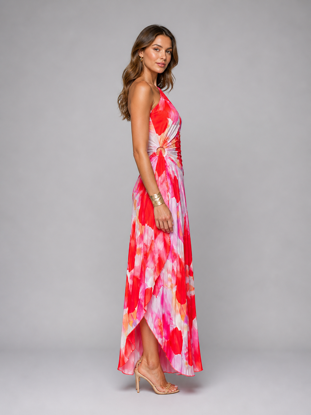 Floral Pleated One-Shoulder Maxi Wedding Guest Dress | Willow Collection 2