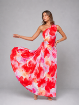 Floral Pleated One-Shoulder Maxi Wedding Guest Dress | Willow Collection 3