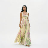 Floral Pleated Sleeveless Square Neck A-Line Maxi Dress Wedding Guest | Willow Collection 4