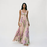 Floral Pleated Sleeveless Square Neck A-Line Maxi Dress Wedding Guest | Willow Collection 5