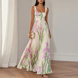 Floral Pleated Square Neck Maxi Wedding Guest Dress | Willow Collection 2