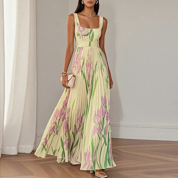 Floral Pleated Square Neck Maxi Wedding Guest Dress | Willow Collection 3